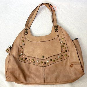 Patricia Nash Handbag Tan Leather with Grommets and Short Handles